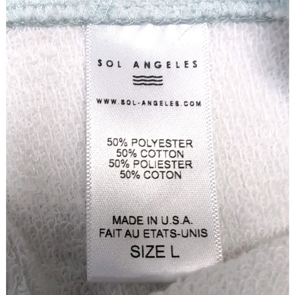 Sol Angeles Fleece Top Mens L Green Ivory Drip Dye Pullover Crew Sweatshirt USA - Picture 8 of 16